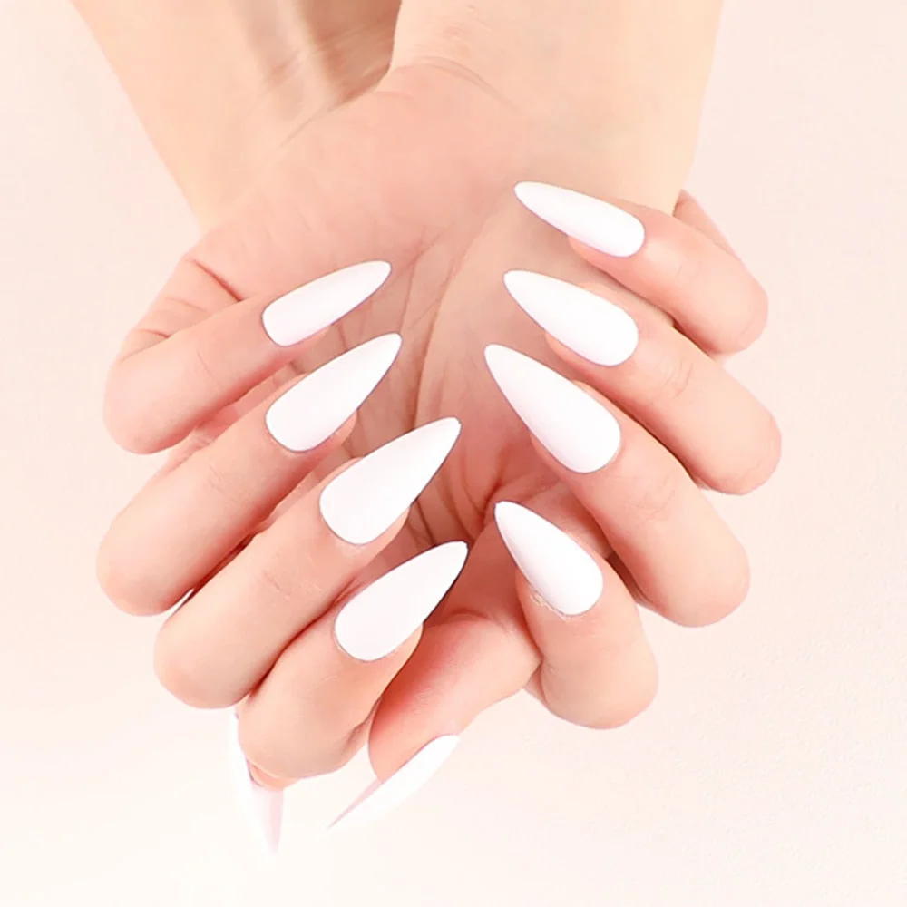 24Pcs Matte Dark Brown Artificial Fake Nails Long Stiletto False Nails For Design DIY Fingernails Art Tip Manicure Tool-Nail Inspo