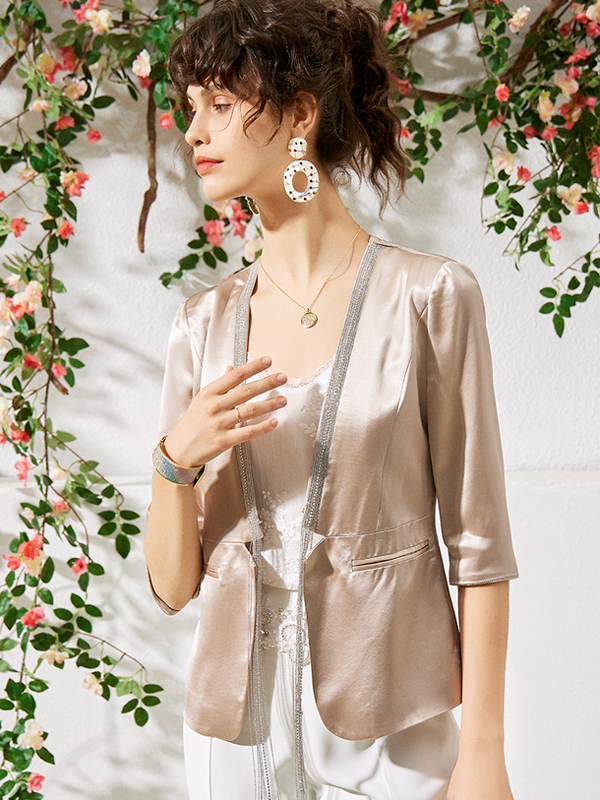 Silk Jacket Satin Suit Casual Blazer