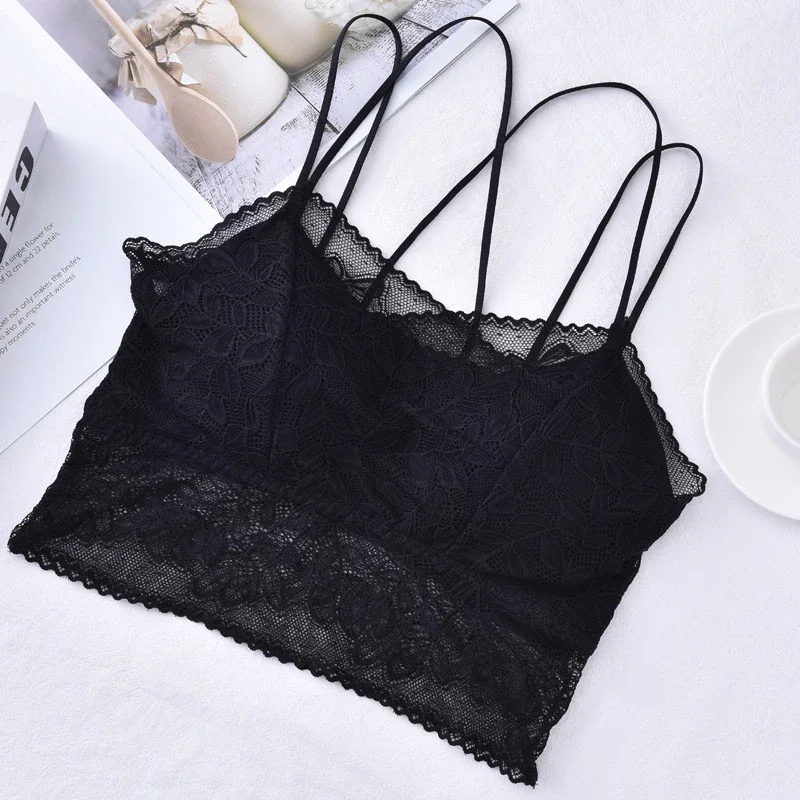 Billionm Sexy Lace Bralette Women Leaf Mesh Bra Camis Underwear for Femme Padded Push Up Lingerie Crop Tops Brassiere 2022 New