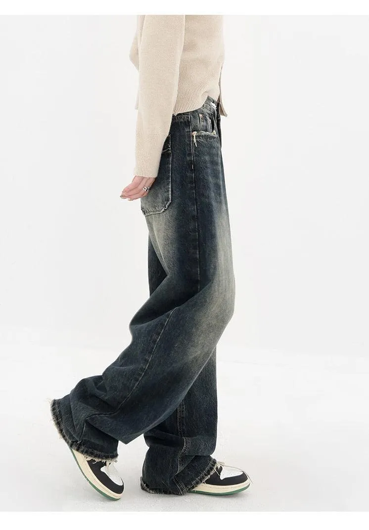 Brownm Wide Leg Dark Jeans