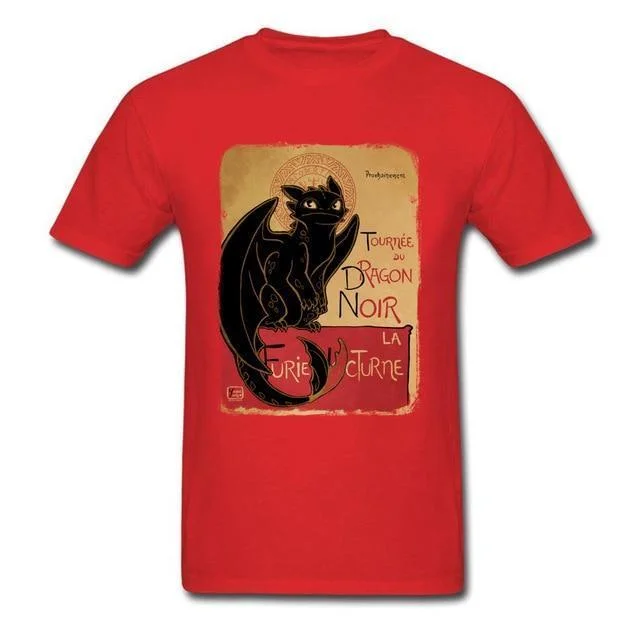Summer Men's Black Dragon T-Shirt Toothless Tops Cotton T-Shirts