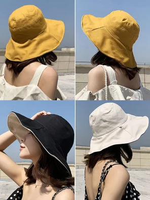 Solid Sunscreen Two-sided Fisherman Hats