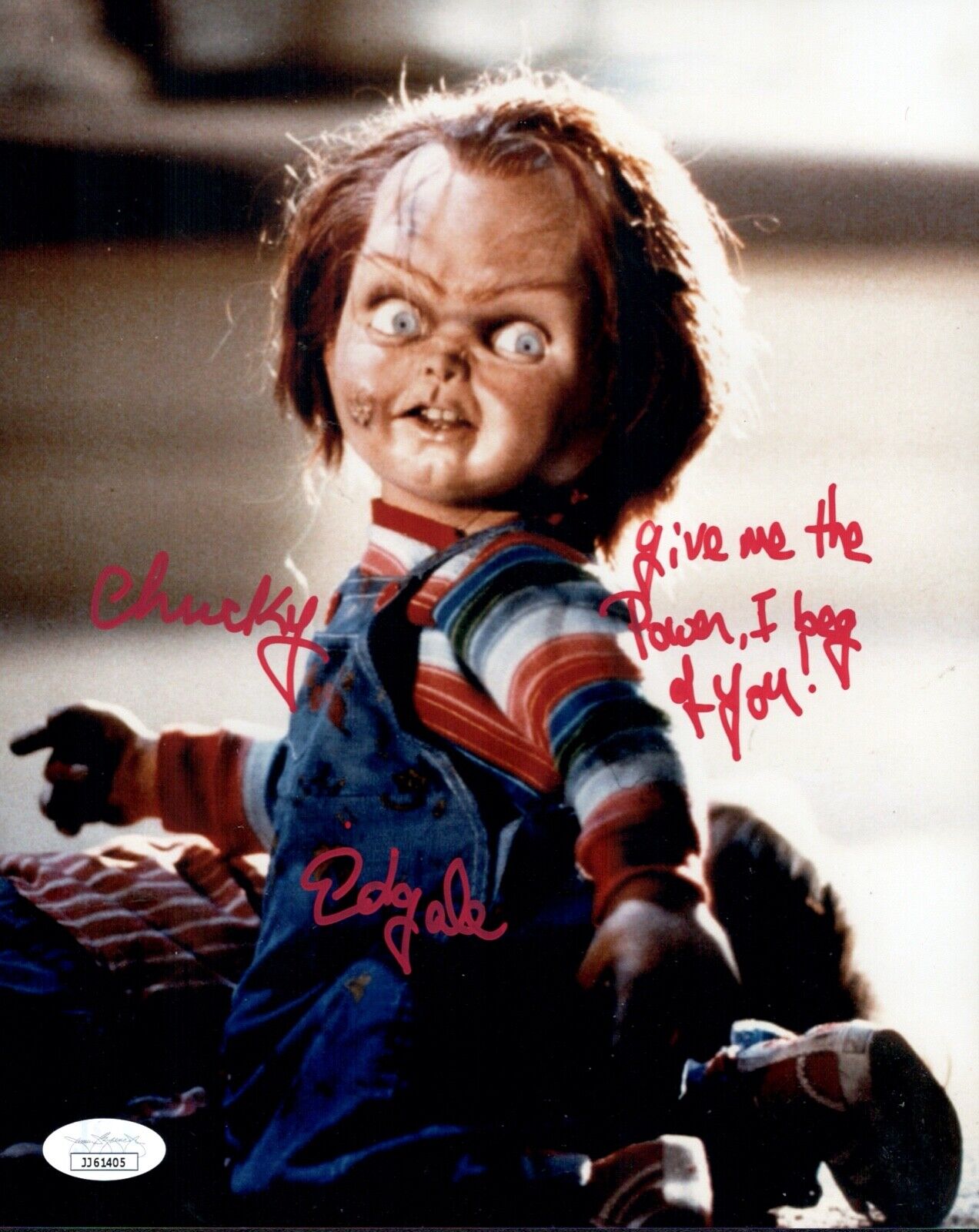 ED GALE Signed CHUCKY 8x10 Photo Poster painting Child's Play In Person Autograph JSA COA Cert