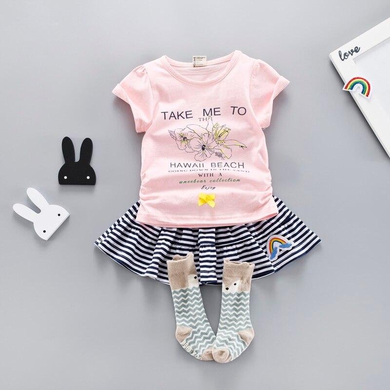 Girls Clothes Fashion Baby Girl Summer Dress Clothes Set for Toddler Ruffle Short Sleeve Tshirt Toddler Suit 1 2 3 4 Years