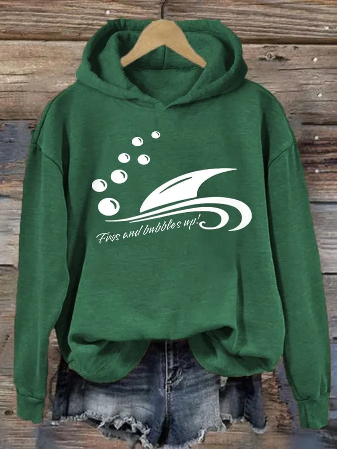 Women's Fins And Bubbles Up Jimmy Print Hoodie