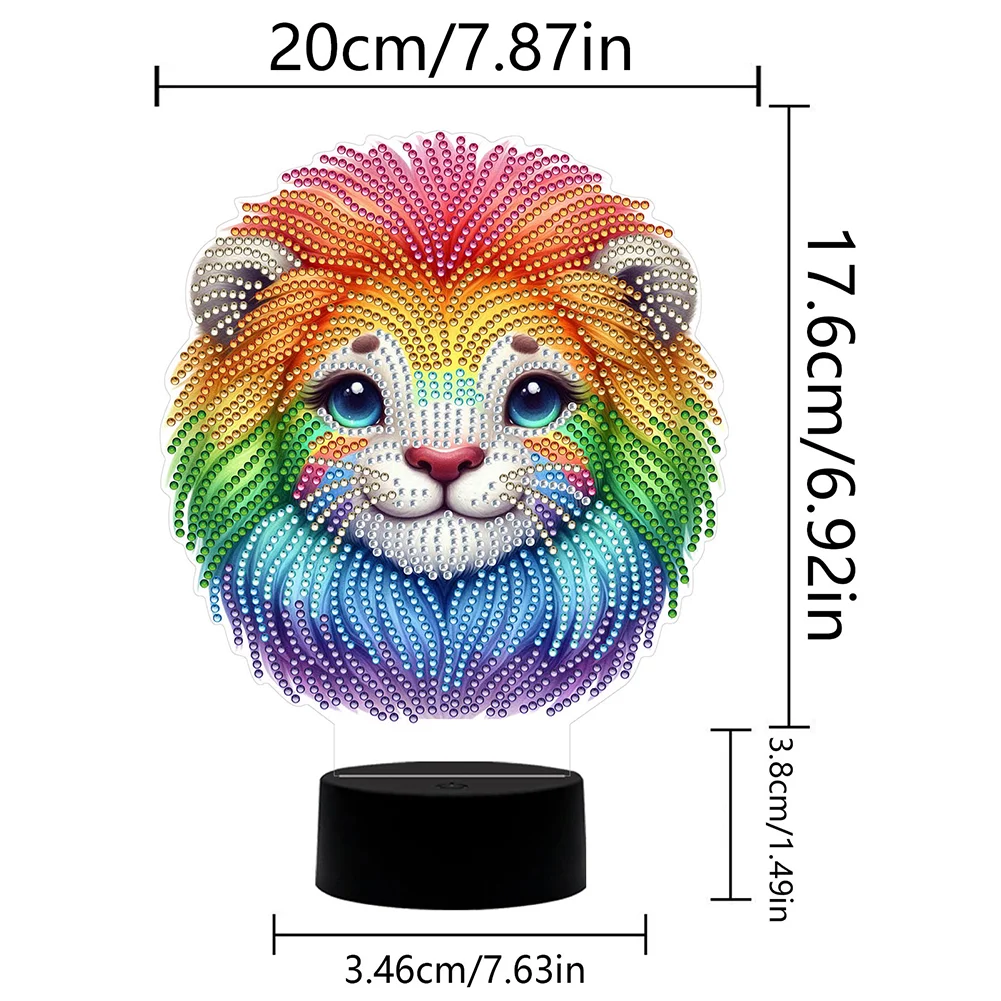 DIY Animal Lion Diamond Painting Night Light Diamond Art Lamp Home Decoration