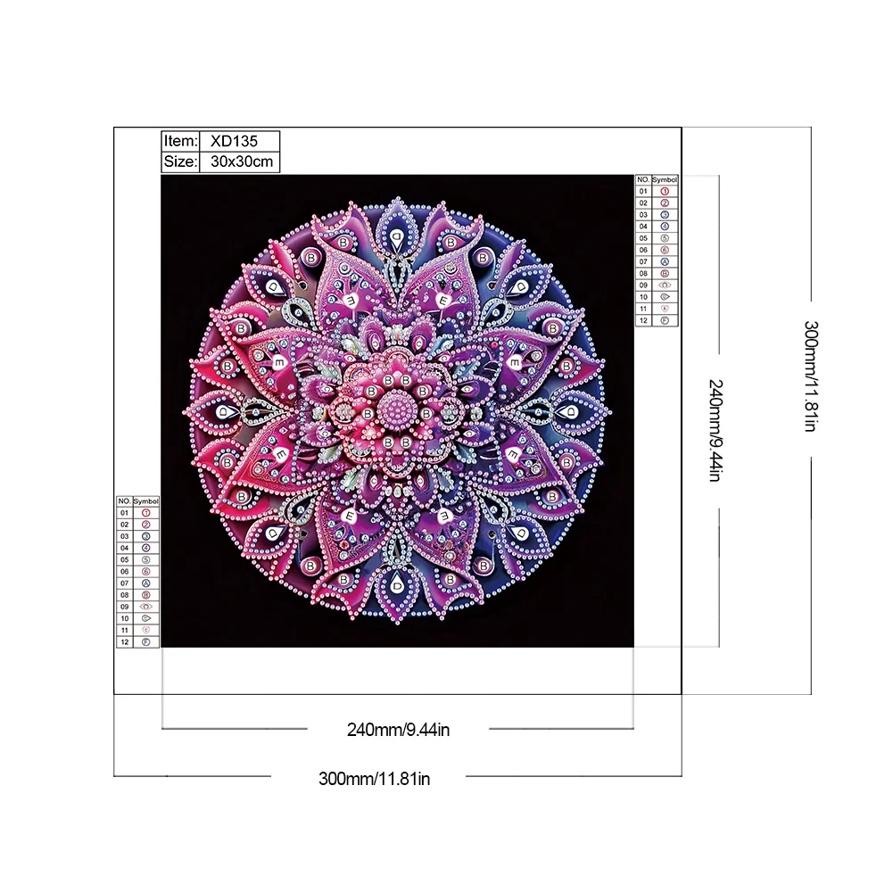 Diamond Painting - Partial Special Shaped Drill - Mandala(Canvas|30*30cm)