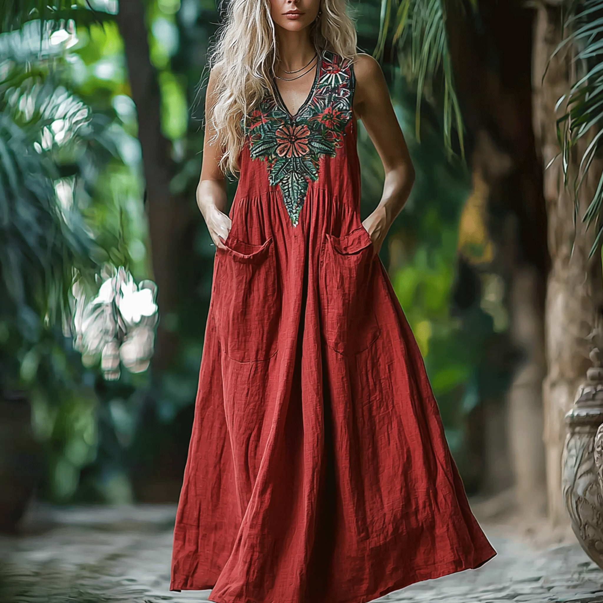 Empress And Queen Side Slit Maxi Dress Black - 100 Percent Linen No Stretch For Any Event main image 0