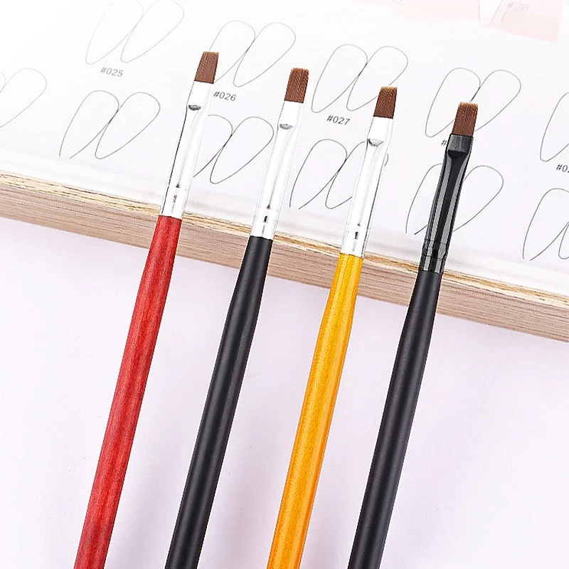 Nail Brush Pen UV Gel Brush Flat Head UV Gel Brush for Gel Polish Painting Nail Art Manicure Painting Wooden Handle-Nail Inspo