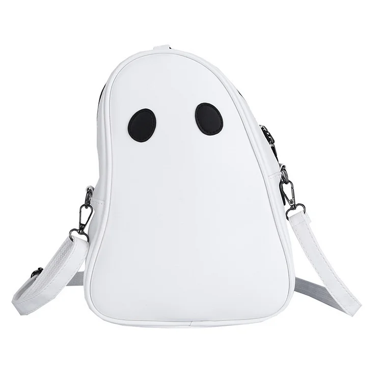 Ghost Messenger Bag Large Capacity PU Lovely Handbag Purse Unisex (White)