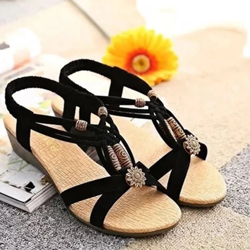 Shoes Woman Sandals Women 2018 Summer String Bead Peep Toe Shoes Roman Wedges Shoes For Women Gladiator Sandalias Mujer 2018