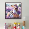 Girl And Puppy In Flower Field-11CT Stamped Cross Stitch 40*40cm/15.75*15.75in
