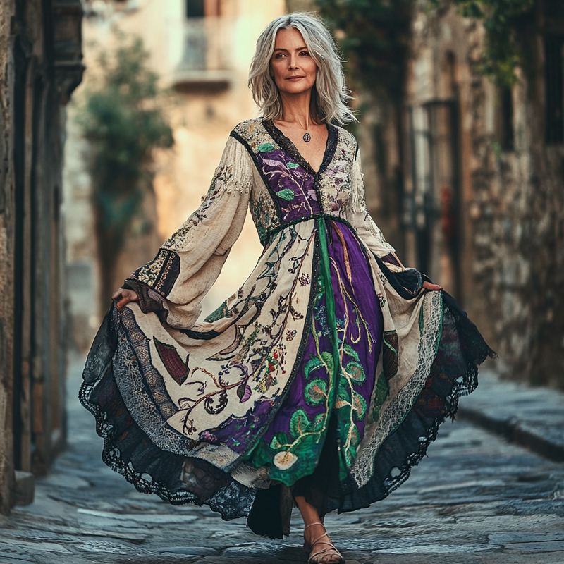 Embroidered Vintage Linen Dress a4a5