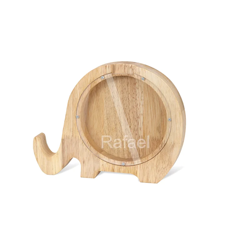 Elefant Sparschwein - Personalisiertes Name Holz Sparbüchse mit Acryl