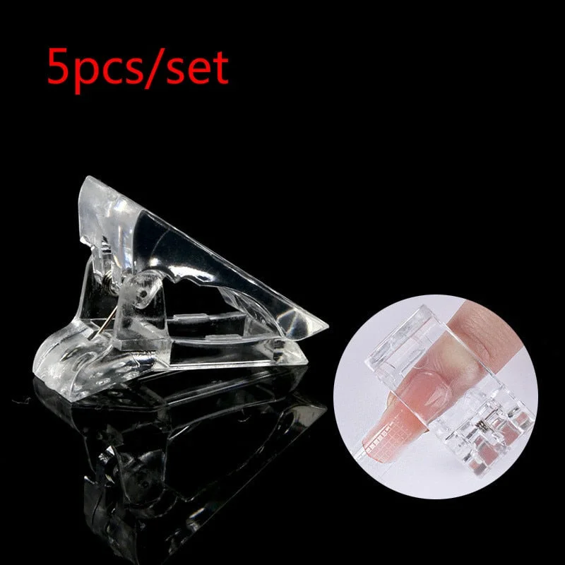 5Pcs Nail Tip Clips Acrylic Quick Building Poly UV Builder Gel Assistant Tool DIY Manicure Plastic Extension Clips Nail Art Tool