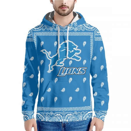 Men's Detroit Lions Blue Pullover Hoodie YK62