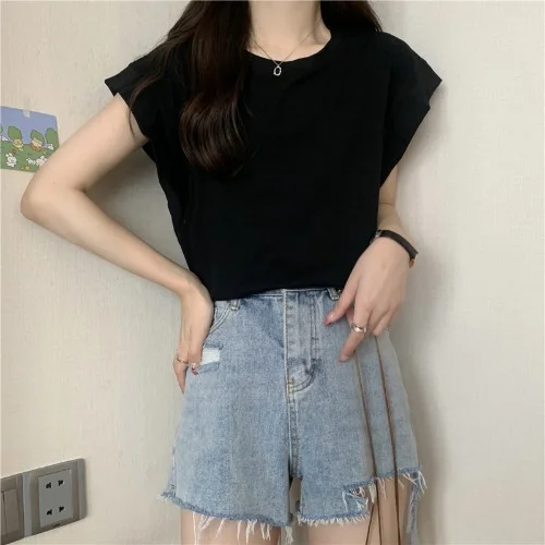 Uveng Uveng Sense Small Flying Sleeve T-Shirt Women's Summer 2024 New Loose Shirt Short-Sleeved Student Jacket Tide