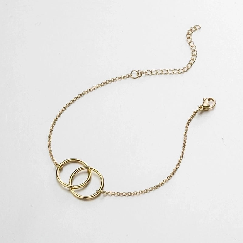 Casual Minimalist Classic Style Double Ring 201 Stainless Steel 18K Gold Plated Bracelets In Bulk