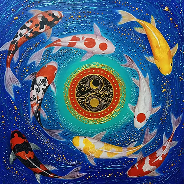 Constellation Pisces Tai Chi Goldfish 40*40CM(Canvas) AB Round Drill Diamond Painting gbfke