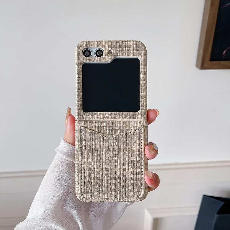 Card Pocket Leather Folding Phone Case For Samsung Galaxy Z Flip 5 4 3 Cover