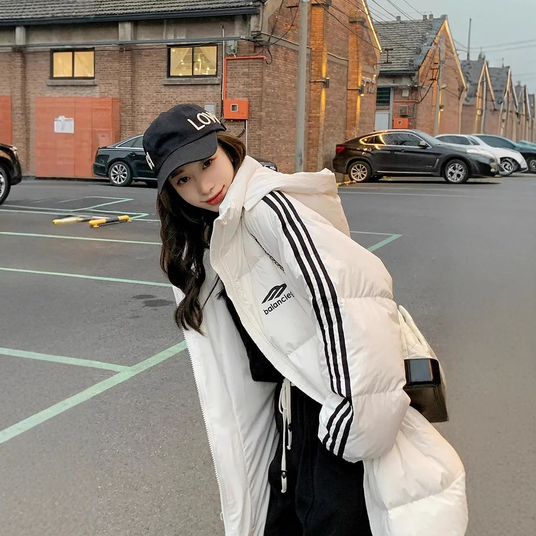 Toloer Medium And Long Down Cotton-Padded Clothes Female Winter 2024 New Knee Students Loose And Thick Cotton-Padded Jacket Coat Bread Clothes-Outfit Ideas