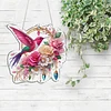 Diamond Painting Acrylic Hummingbird Flowers Window Hanging Pendant for Home Decor