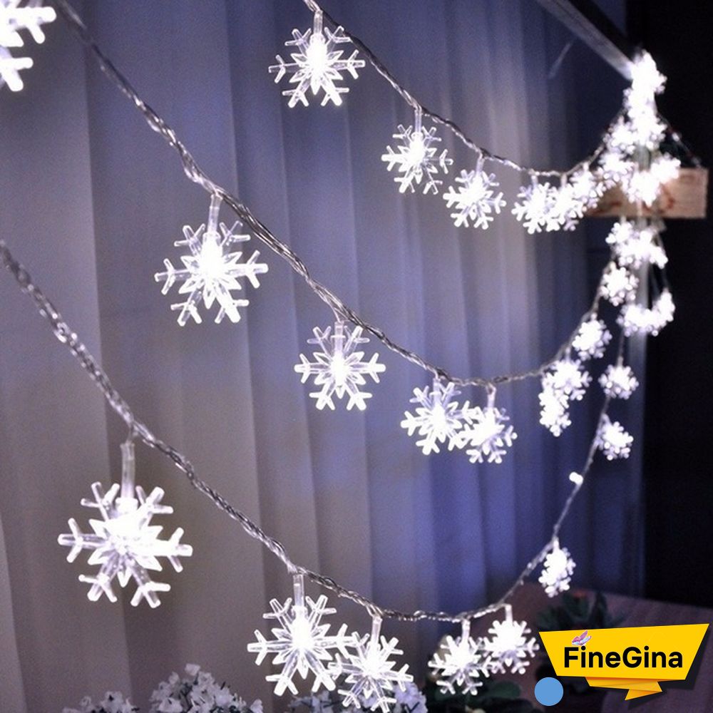 Battery Operated Snowflake Fairy String Lights For Indoor Outdoor Home Bedroom Patio Room Garden Party Xmas Christmas Tree Decorations(Battery Is Not Include)
