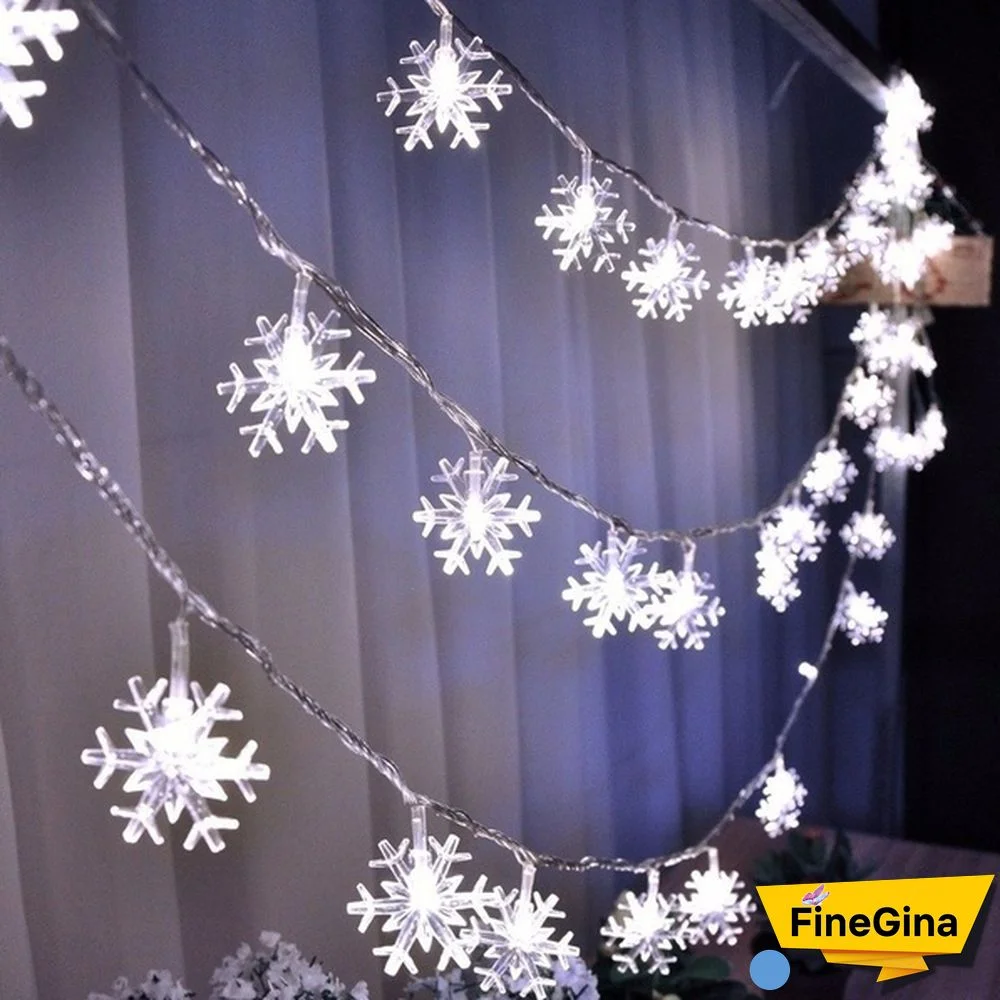 Battery Operated Snowflake Fairy String Lights For Indoor Outdoor Home Bedroom Patio Room Garden Party Xmas Christmas Tree Decorations(Battery Is Not Include)