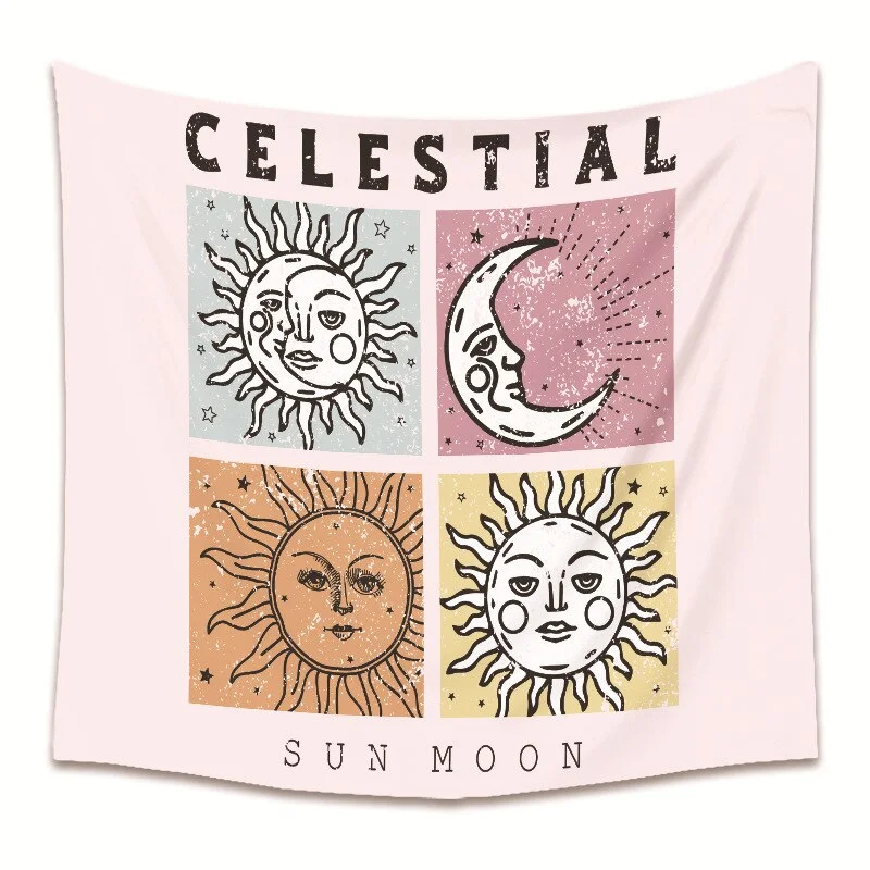 ins Simple Sun Moon Butterfly Series Tapestry Bohemian Background Cloth Small Fresh Wall Cloth Tapestry Creative Abstract Art