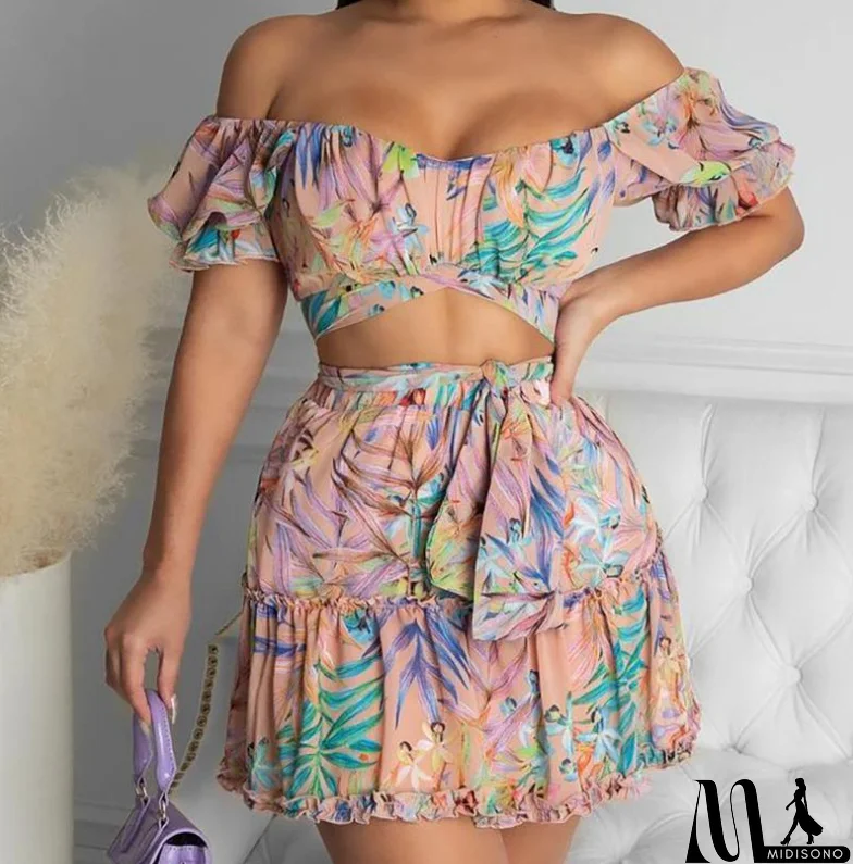 MidiSono - Fashion Sexy Print Two-piece Dress