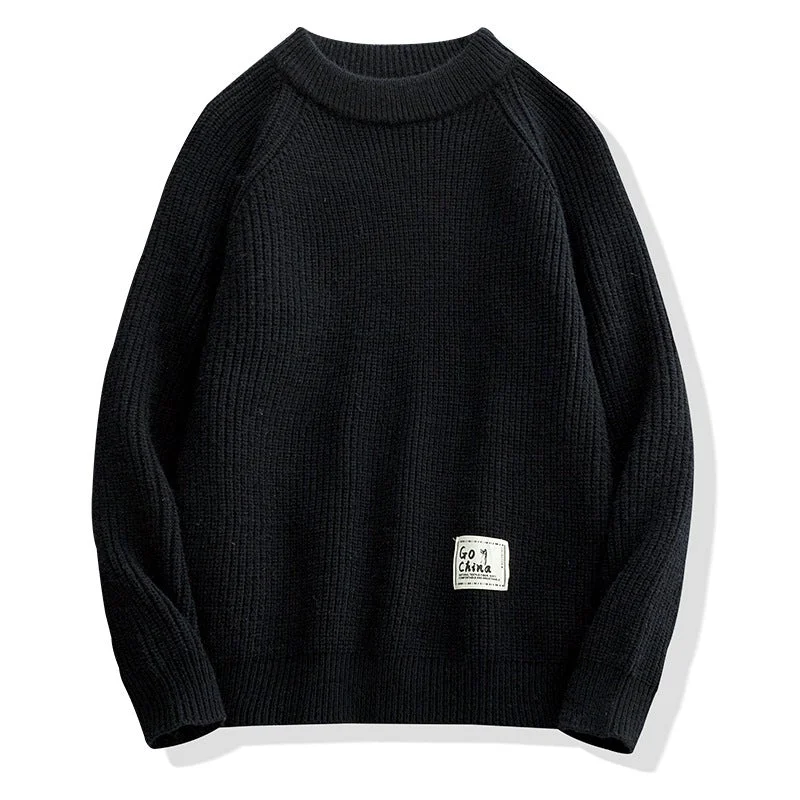 Loose Trend Long Sleeve Low Collar Men's Sweater | EGEMISS