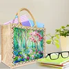 DIY Diamond Painting Linen Waterproof Handbag Shopping Storage Bag Totes Kit(with 2pcs diamond painting)