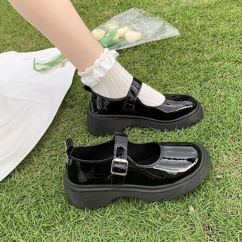 Qengg Lolita Shoes Japanese Mary Jane Shoes Women Vintage Girls Students JK Uniform Platform Shoes Cosplay High Heels Plus Size 42