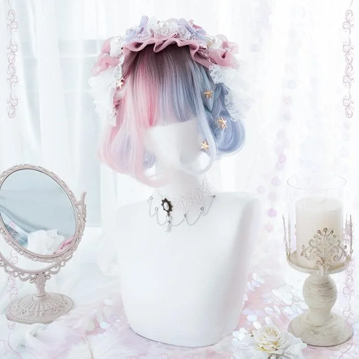 Blue Pink Lolita Short Wig S12974
