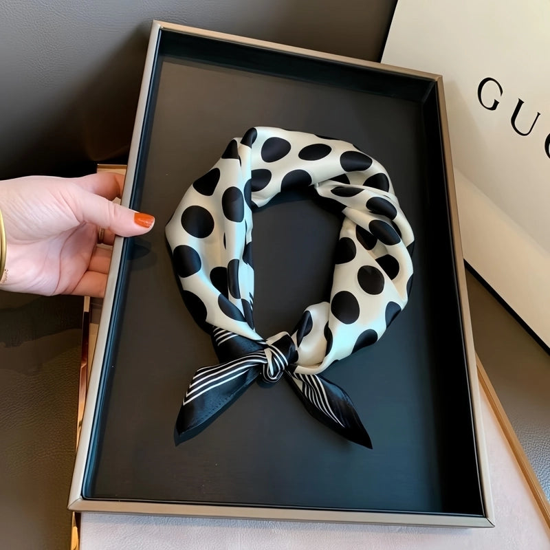 New Artificial Silk 70*70 Fashion Commuter Square Scarf Simple Baita Elegant Silk Scarf Hair Band Bow Headdress