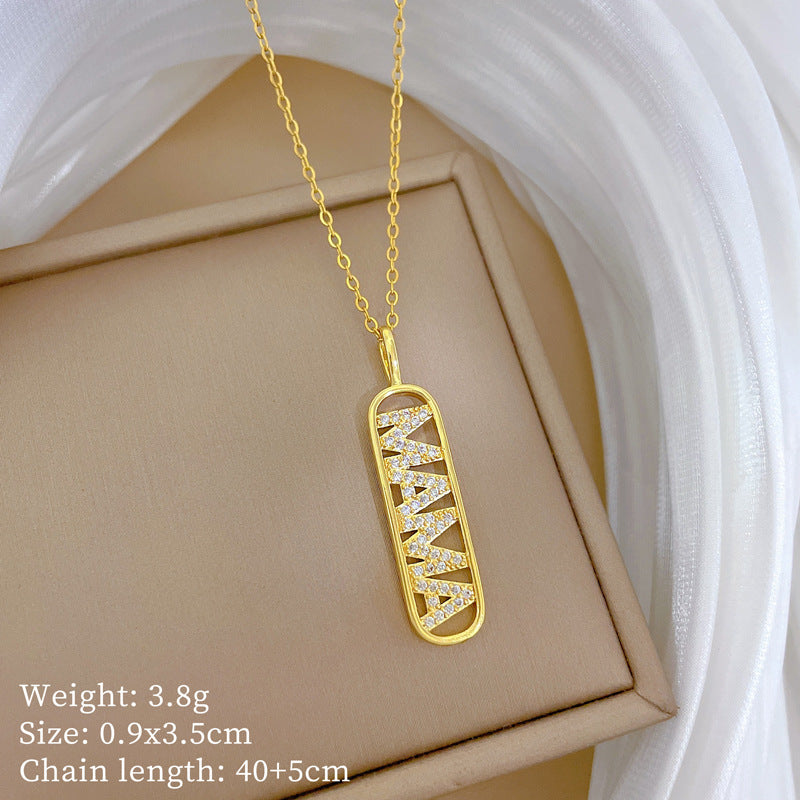 Copper Micro-Inlaid Heart Fashion Gorgeous Full Diamond Necklace Women’S Versatile Clavicle Chain Titanium Steel