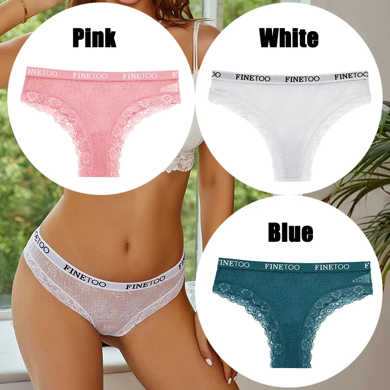 Billionm FINETOO Women Sexy Lace Panties Floral Perspective Underwear Intimates Brazilian Pant Female Breathable Thong Soft Lingerie