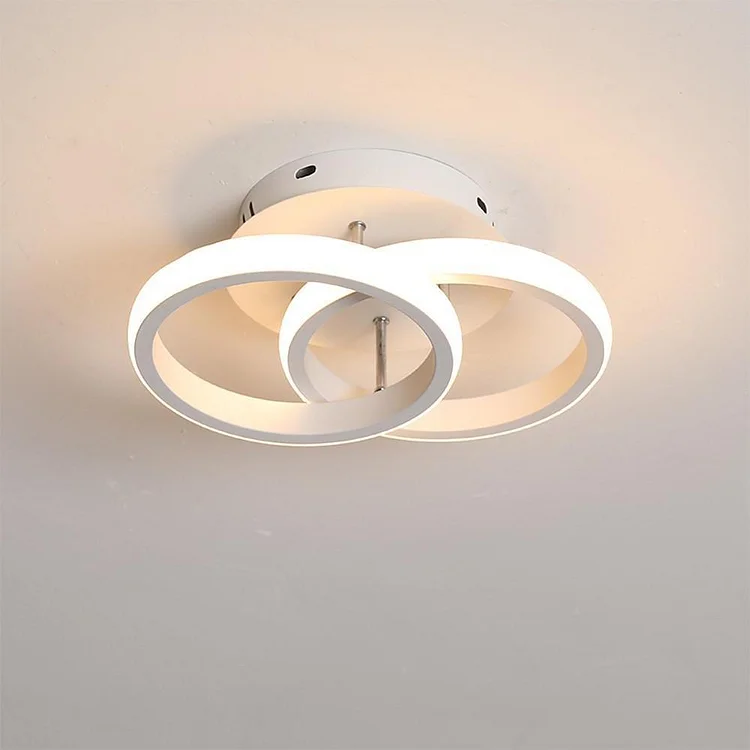 2 Circle Flush Mount Lighting Fixtures Metal LED Living Room Ceiling Lights - Appledas
