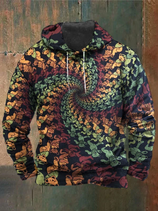 Unisex Bear Print Heavyweight Hoodies