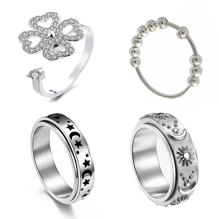 Moon star rotatable ring set