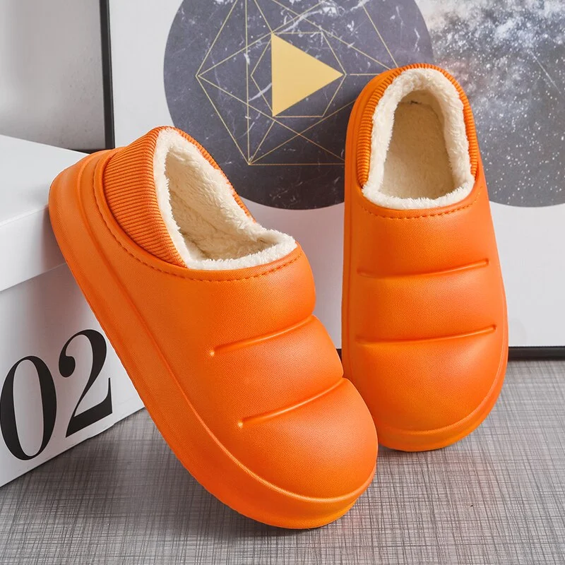 Men and Women Winter Slippers Fur Slippers Warm Fuzzy Plush Garden Clogs Mules Slippers Home Cotton Shoes Indoor Couple Slippers