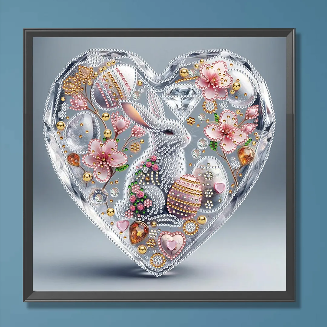 Easter Rabbit Special Shaped 5D DIY Partial Drill Diamond Painting Kits for Adults Beginners Home Decor Diamonds Paintings Gem Art 30x30cm