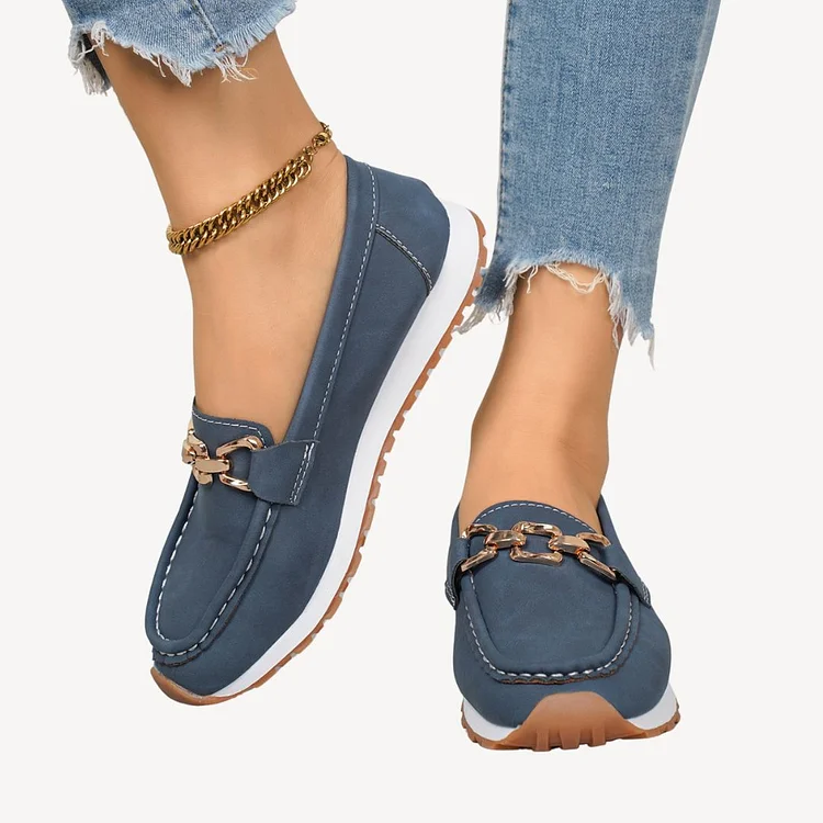 Orthopedic Suede Loafers Women Chain