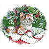>SALE<Christmas Cat Ecological 14CT Stamp Cotton Thread Cross Stitch Kits (D867)