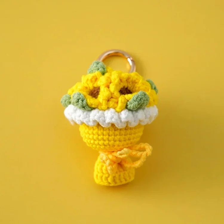 Lulusnow Handmade  MINI Flowers Bouquet Gift Christmas/Valentine's/Easter/Mother Day Gift Crochet Key Chain Bag Accessories Decorations