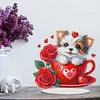 DIY Dog Rose Acrylic Special Shape Diamond Painting Desktop Ornaments