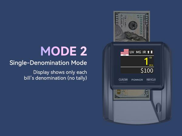 Product Introduction of PONNOR AL-135T Counterfeit Bill Detector Money counting Checker Machine with 3" Digital Screen, Total Value Add Function, 4-Way Orientation & Pass/Fail Indicator Mode, Compatible with USD/EUR/CAD/MXN 5