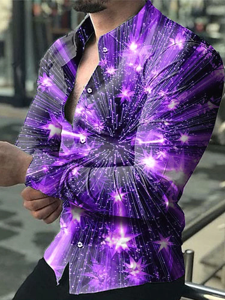 Men's Casual Look Shinny Star Pattern Printed  Shirt