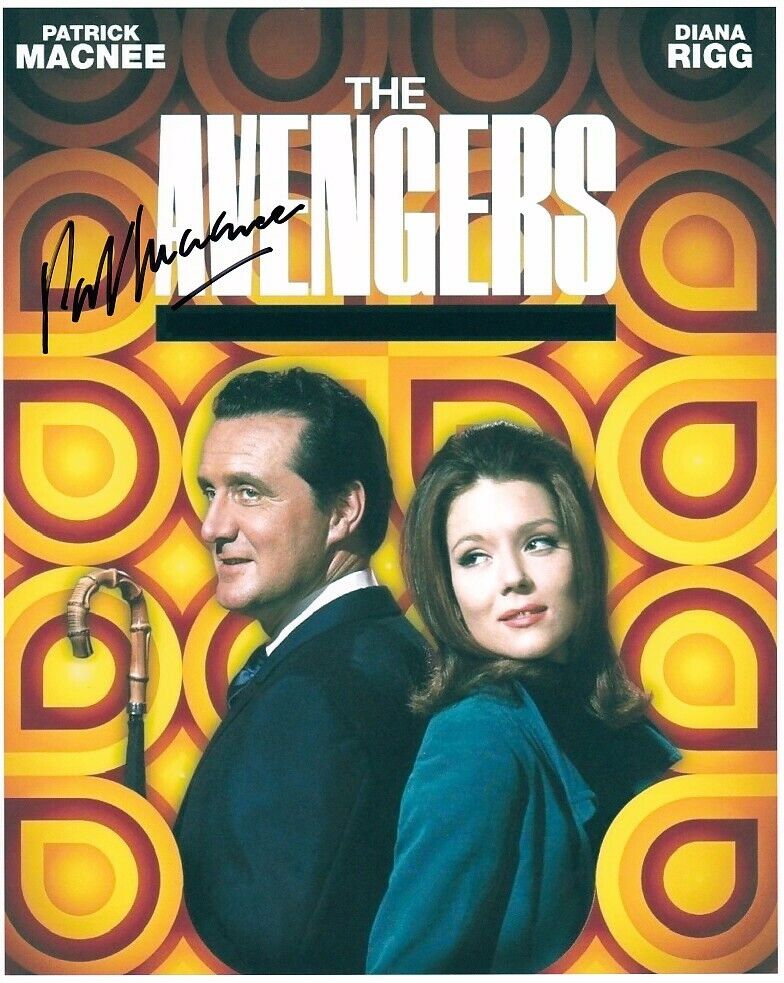 PATRICK MacNEE signed THE AVENGERS 8x10 w/ coa STEED & EMMA PEEL (DIANA RIGG)