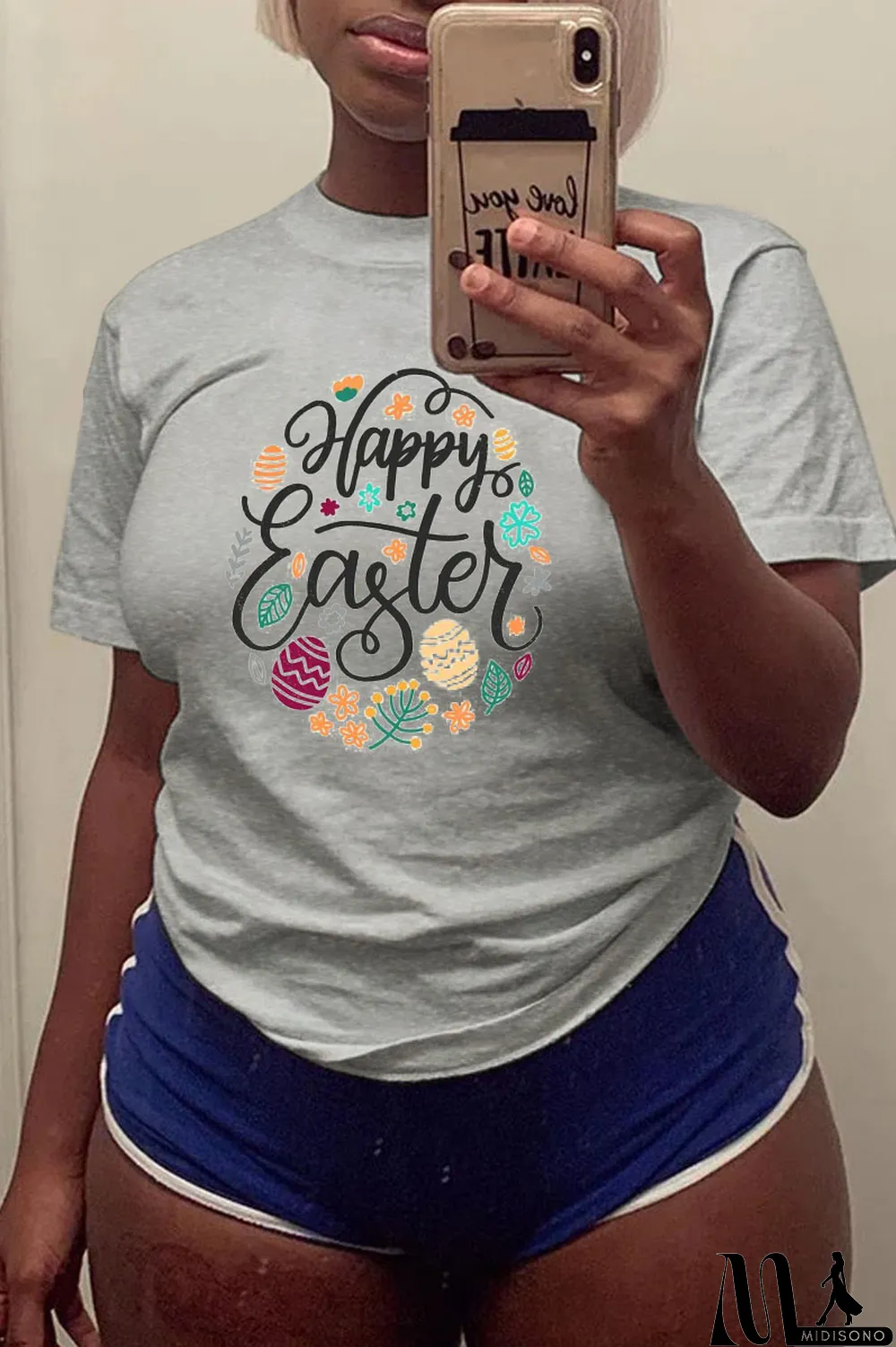 MidiSono - White Casual Street Print Patchwork Letter O Neck T-Shirts